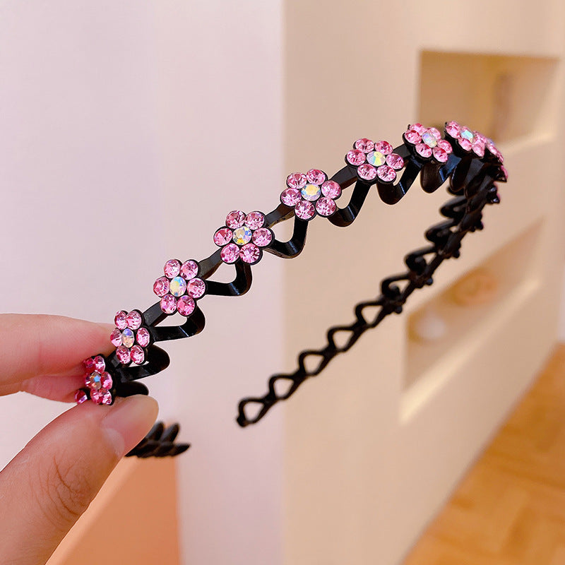 Wholesale Simple Rhinestone Plum Blossom Wave Non-slip Toothed Headband